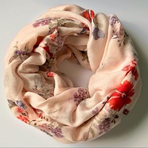 H&M Light Pink Floral Infinity Scarf Purple Red